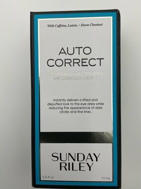 NIB Sunday Riley Auto Correct Brightening And Depuffing Eye Cream - 0.5 fl oz